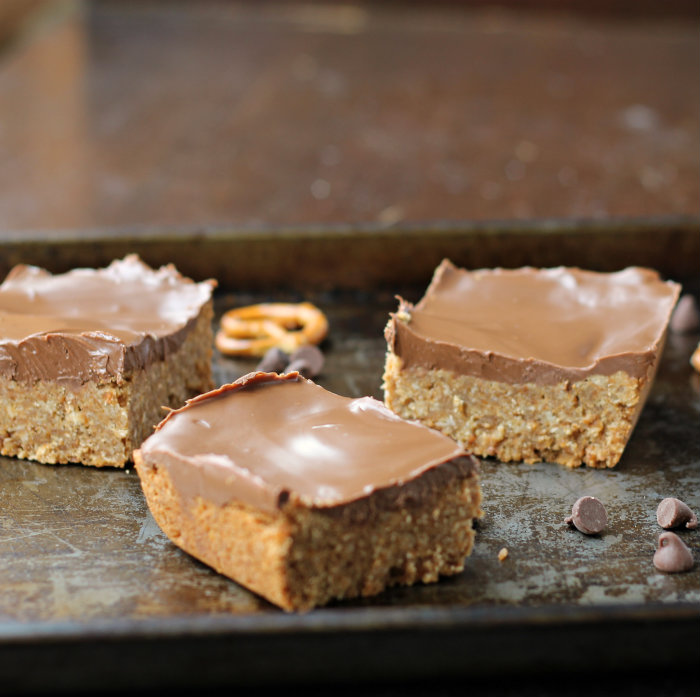 Pretzel Bars with Peanut Butter Chocolate Frosting Words of Deliciousness
