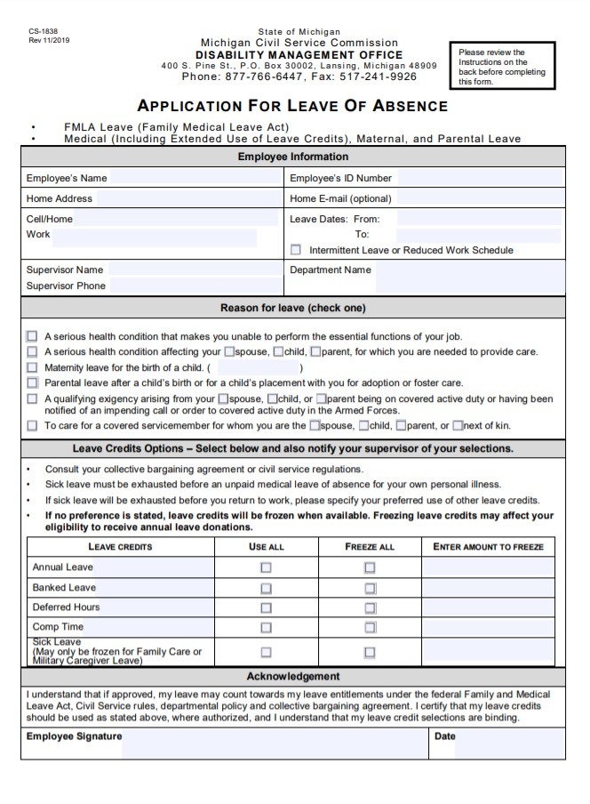 Sample Leave Application Form Free Word Templates