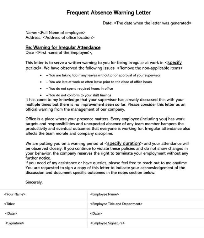 Employee Warning (Notice) Letter Free Templates