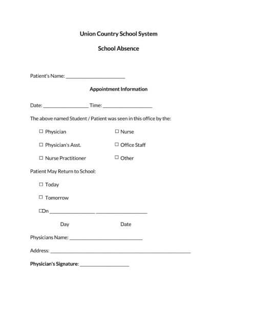 40 Free Doctors Note / Excuse Templates (for Work, School)