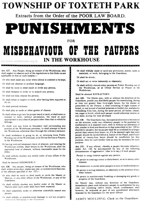 Workhouse Rules and Punishment