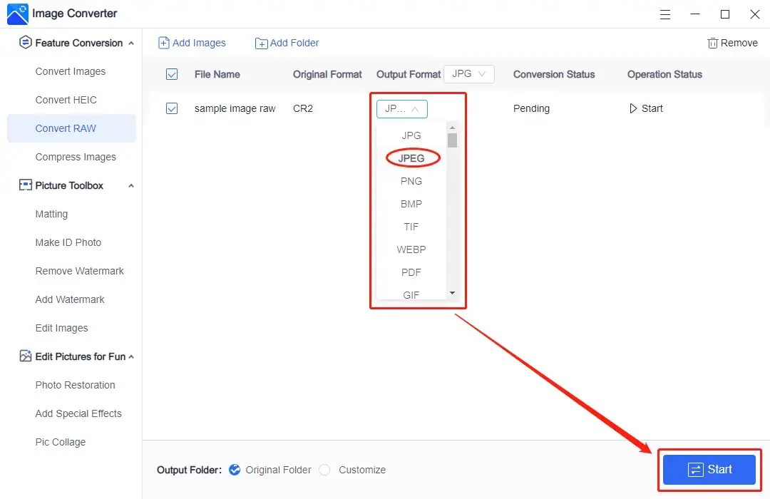 Convert RAW to JPEG on Windows 3 FREE Solutions WorkinTool