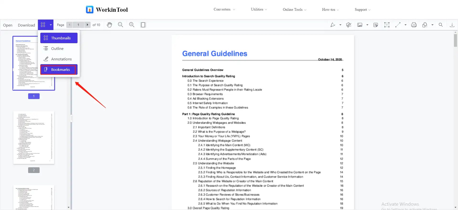 How to Add Bookmark in PDF Free 2022 WorkinTool