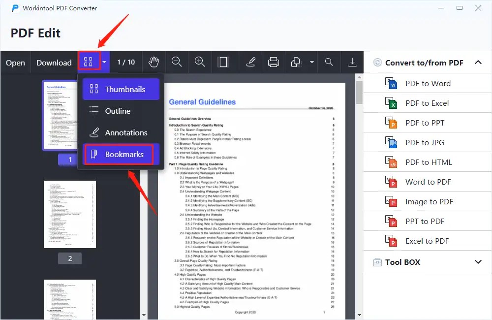 How to Add Bookmark in PDF Free 2022 WorkinTool
