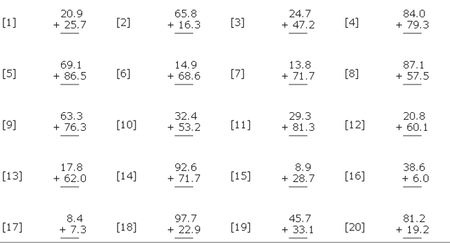 Decimal Addition Subtraction Multiplication And Division