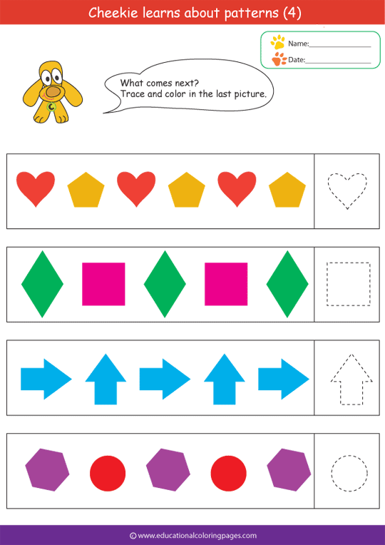 Color Patterns Worksheet Education.com