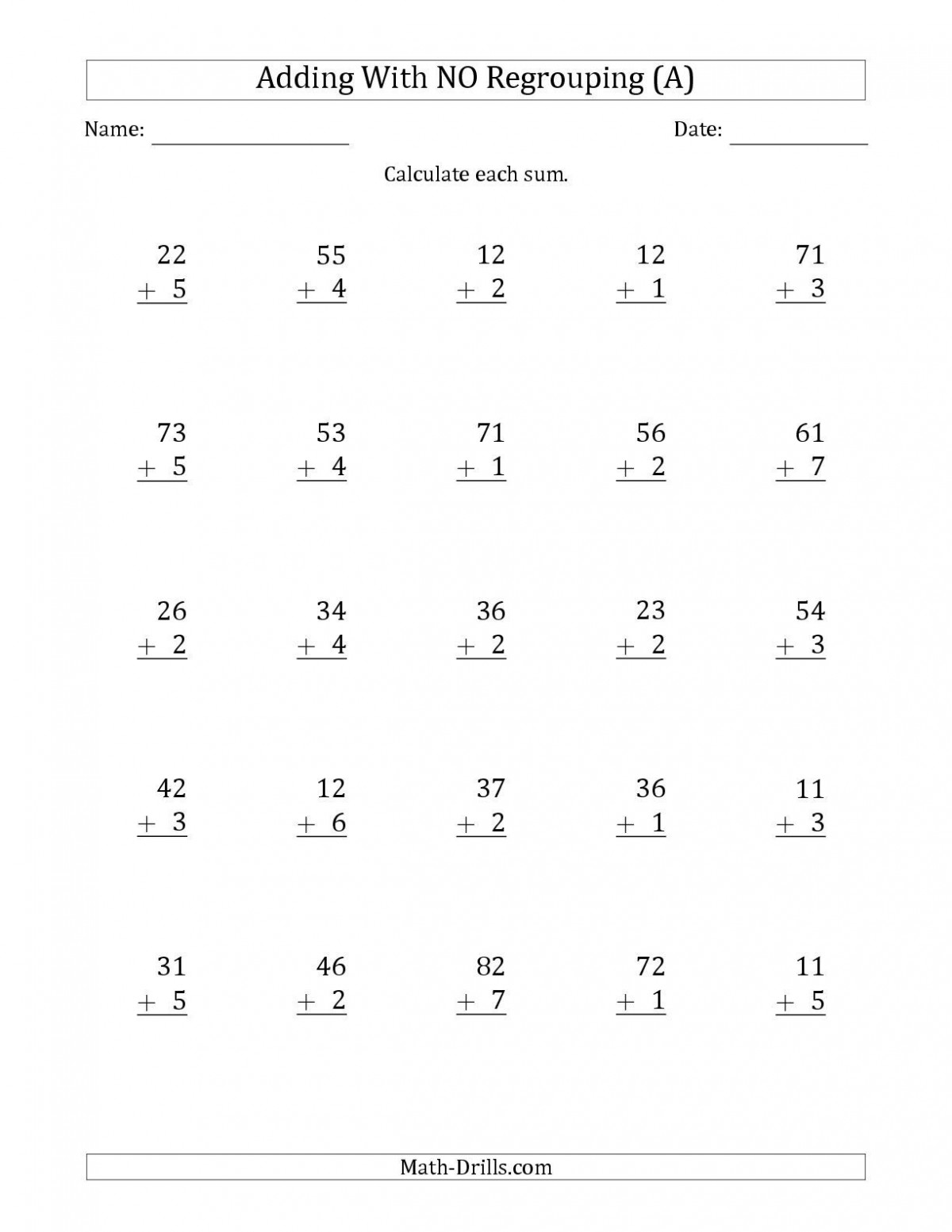 2 Digit By 1 Digit Addition Worksheets Worksheet Hero