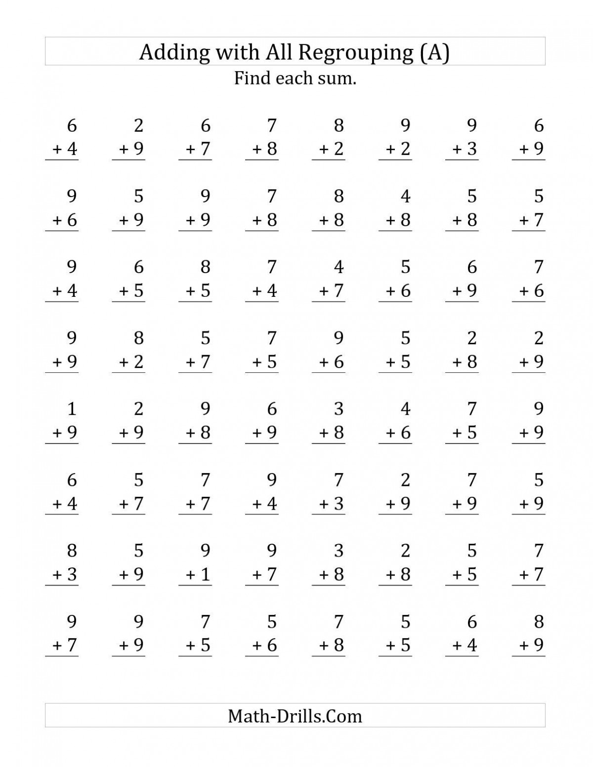 Single Addition Worksheets Worksheet Hero
