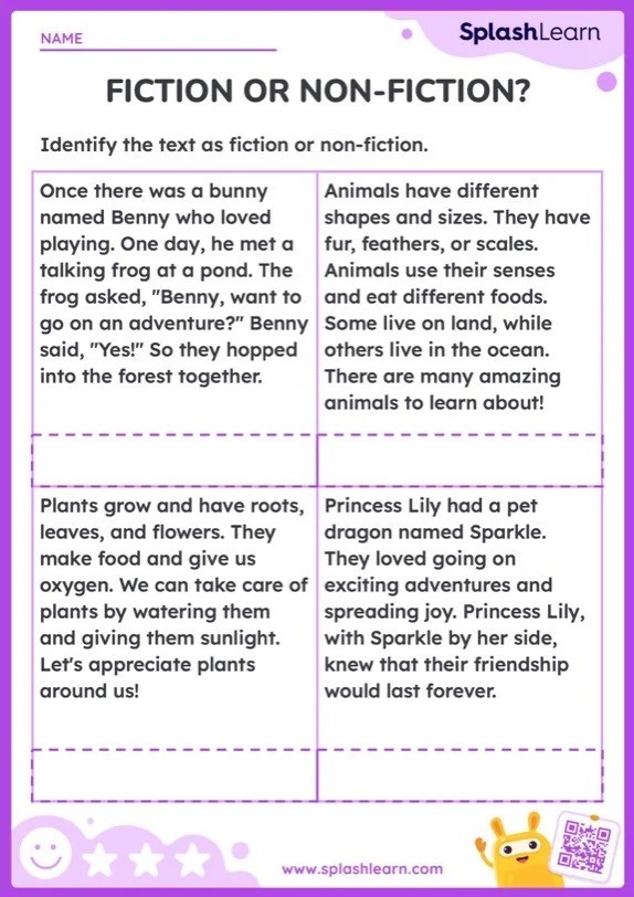 Fiction Worksheets Worksheets | Worksheet Hero