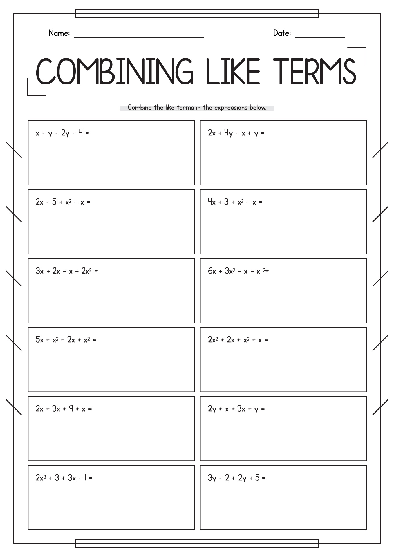 33 Combining Like Terms Algebra 1 Worksheet Worksheet Database Source
