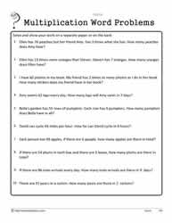 Multiplication Word Problems Worksheets