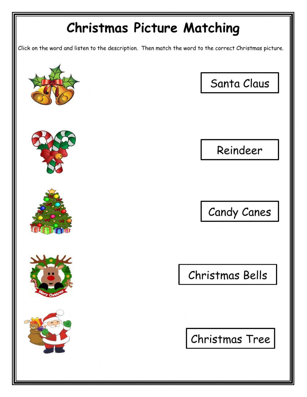 Christmas Matching Worksheets WorksheetsCity