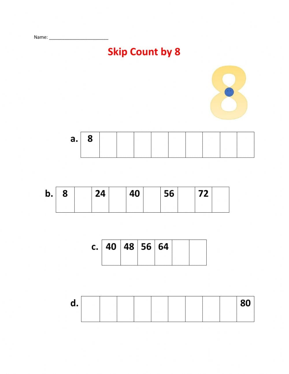 Skip Count By Eight Worksheets - WorksheetsCity