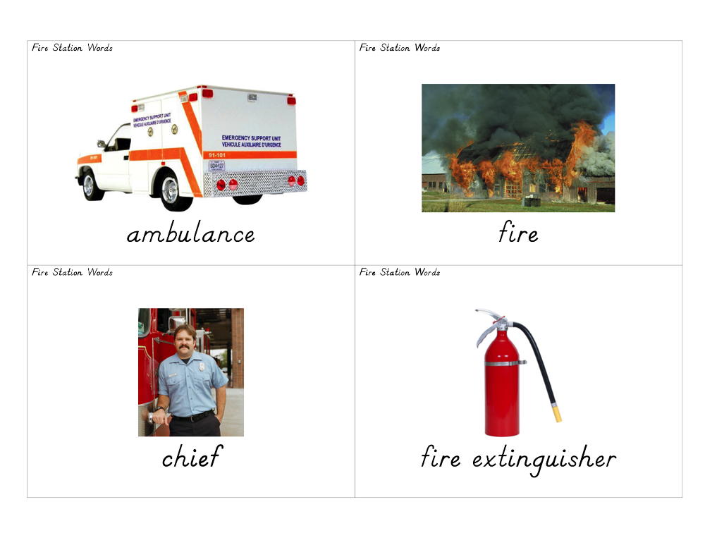 Firehouse Flash Cards - WorksheetsCity