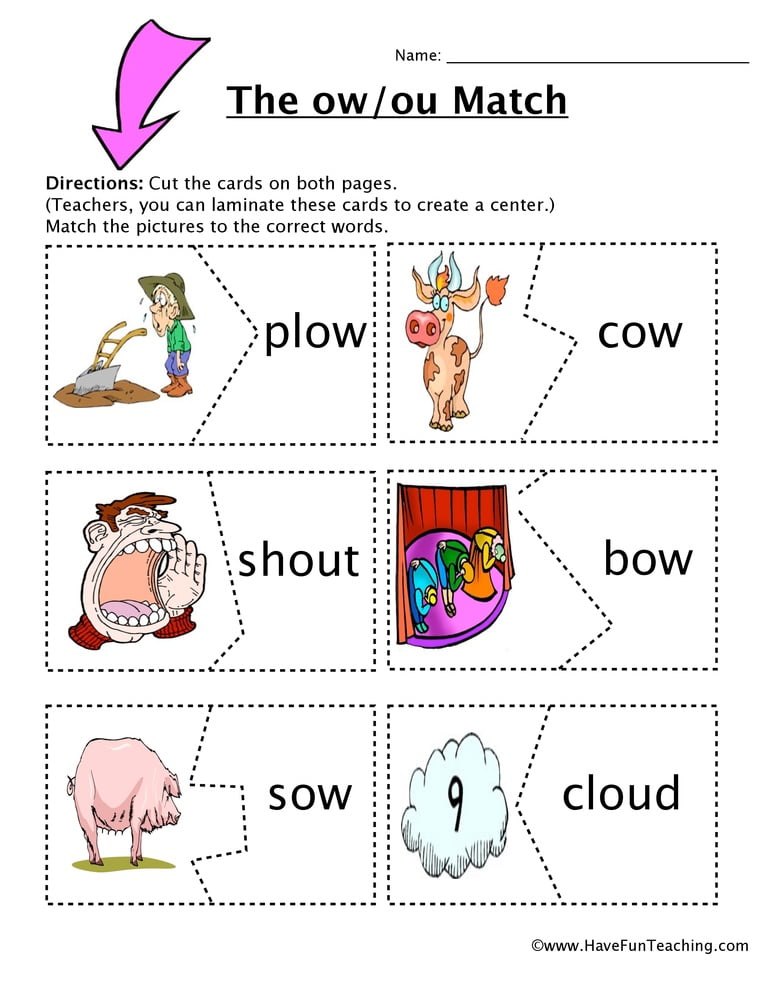 OU OW Matching Game Worksheets WorksheetsCity
