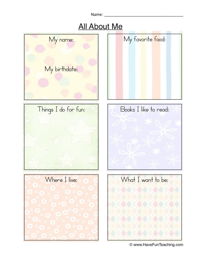 All About Me Boxes Worksheets WorksheetsCity
