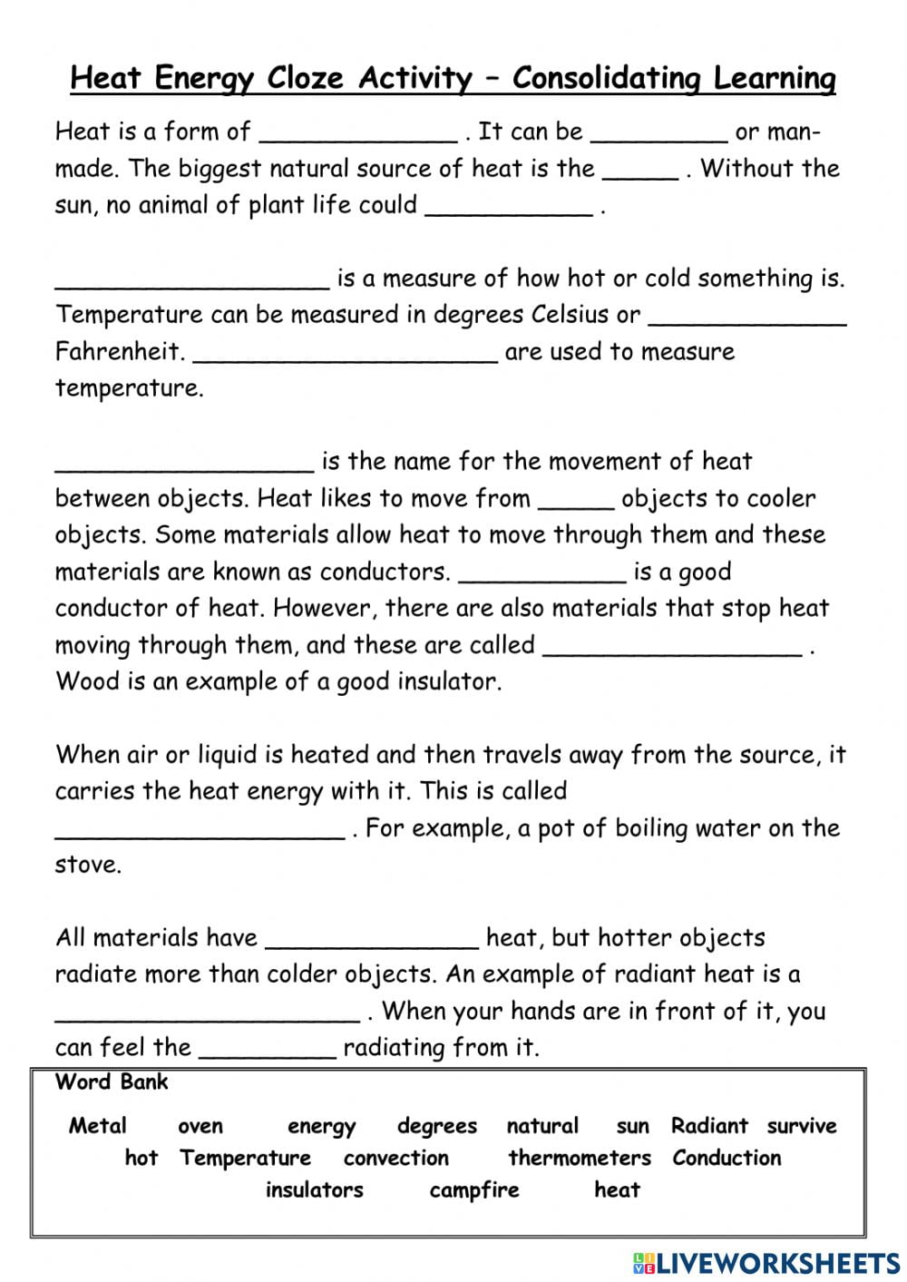 Some Like It Hot Heat Worksheets WorksheetsCity