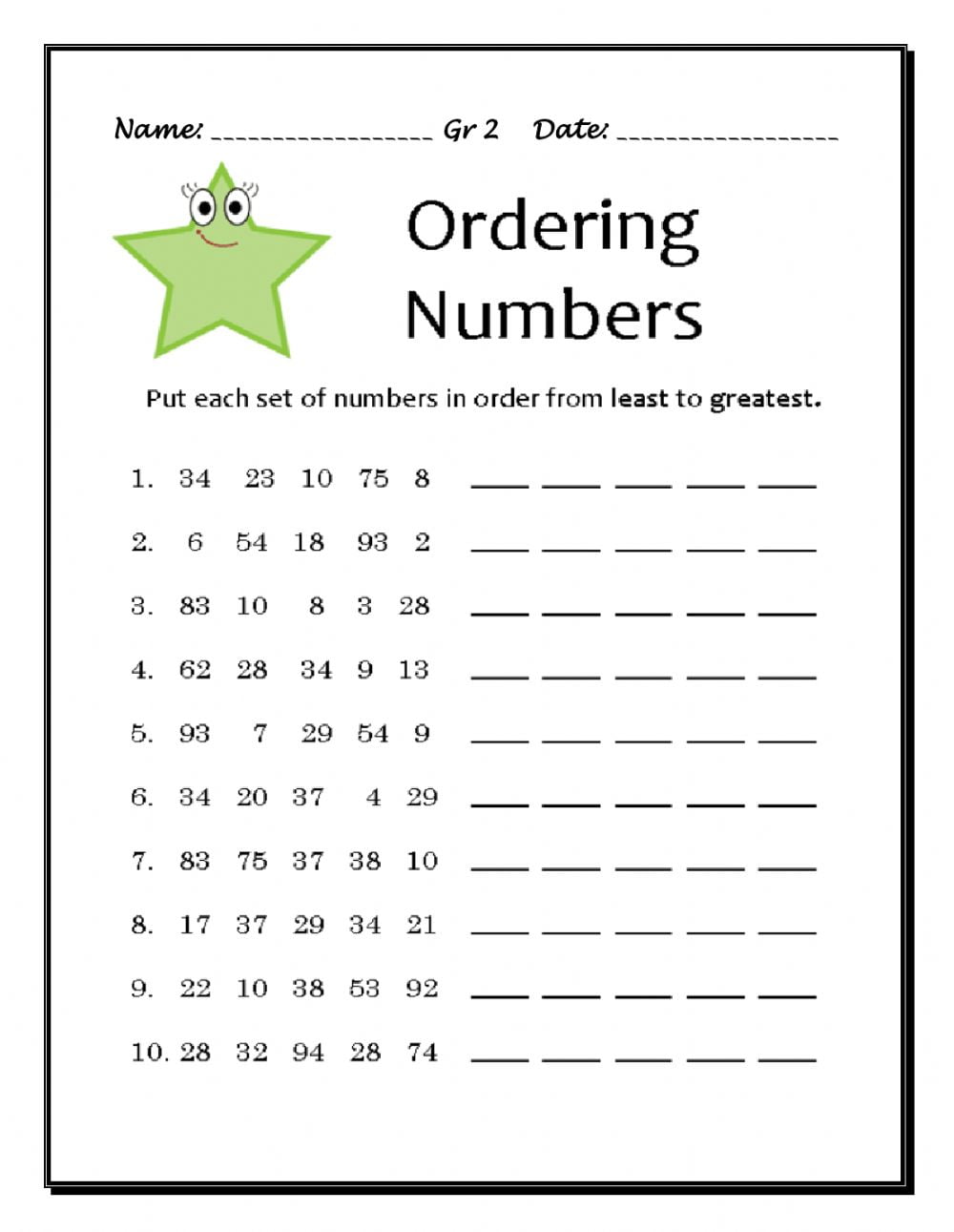 Number Ordering Worksheets WorksheetsCity Number Ordering Worksheets WorksheetsCity