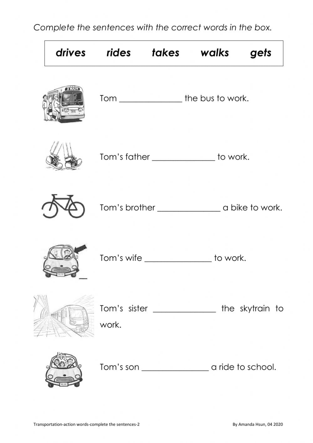 Transportation Sentence Worksheets WorksheetsCity