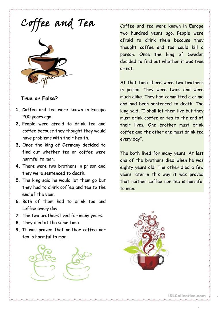 Tea Time For Two Reading Comprehension Worksheets WorksheetsCity