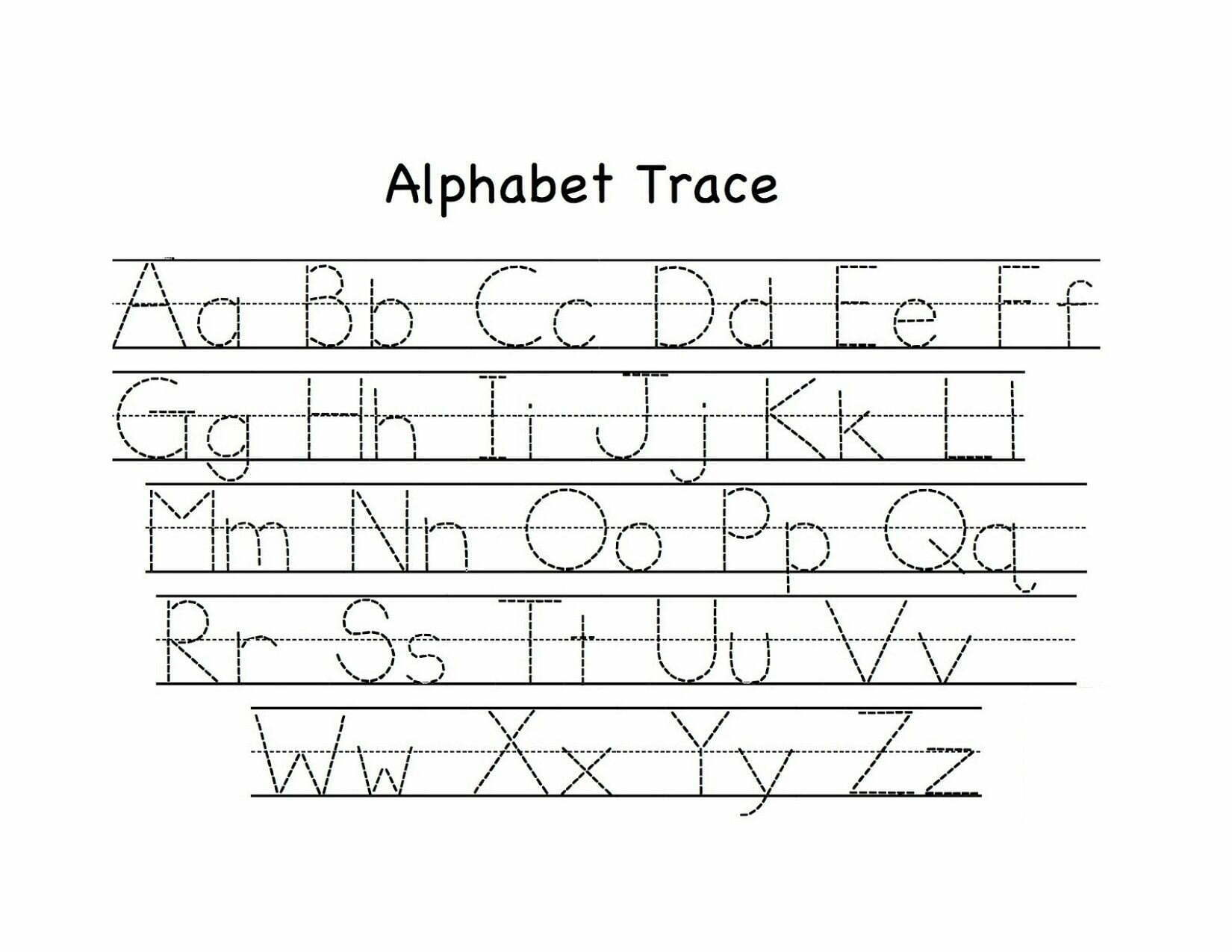 Traceable Alphabet Chart For Upper And Lower Case Worksheets WorksheetsCity