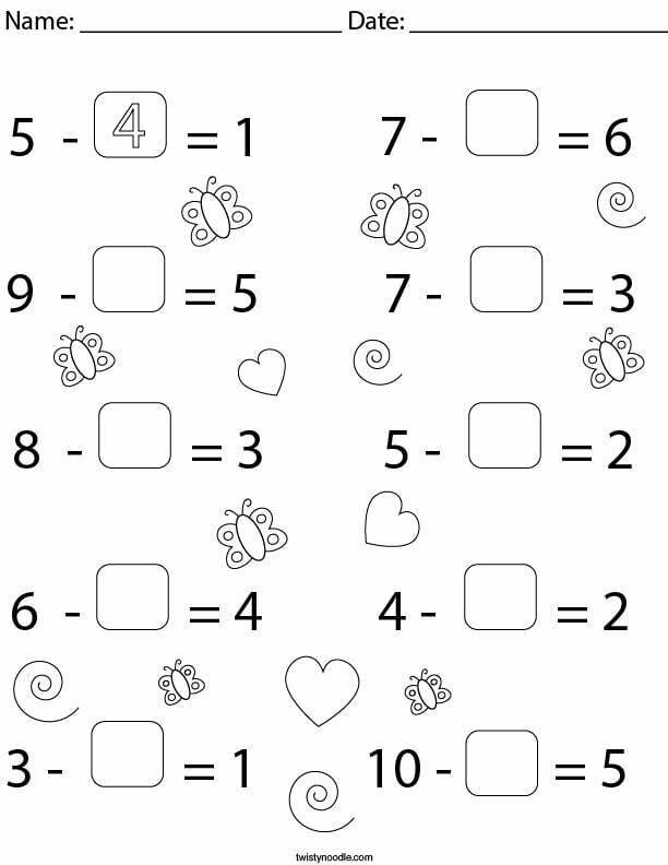 Missing Number Addition And Subtraction Worksheetsr - WorksheetsCity