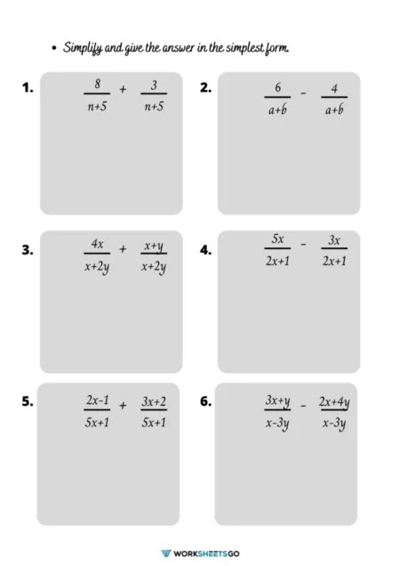 Adding And Subtracting Rational Worksheets | WorksheetsGO