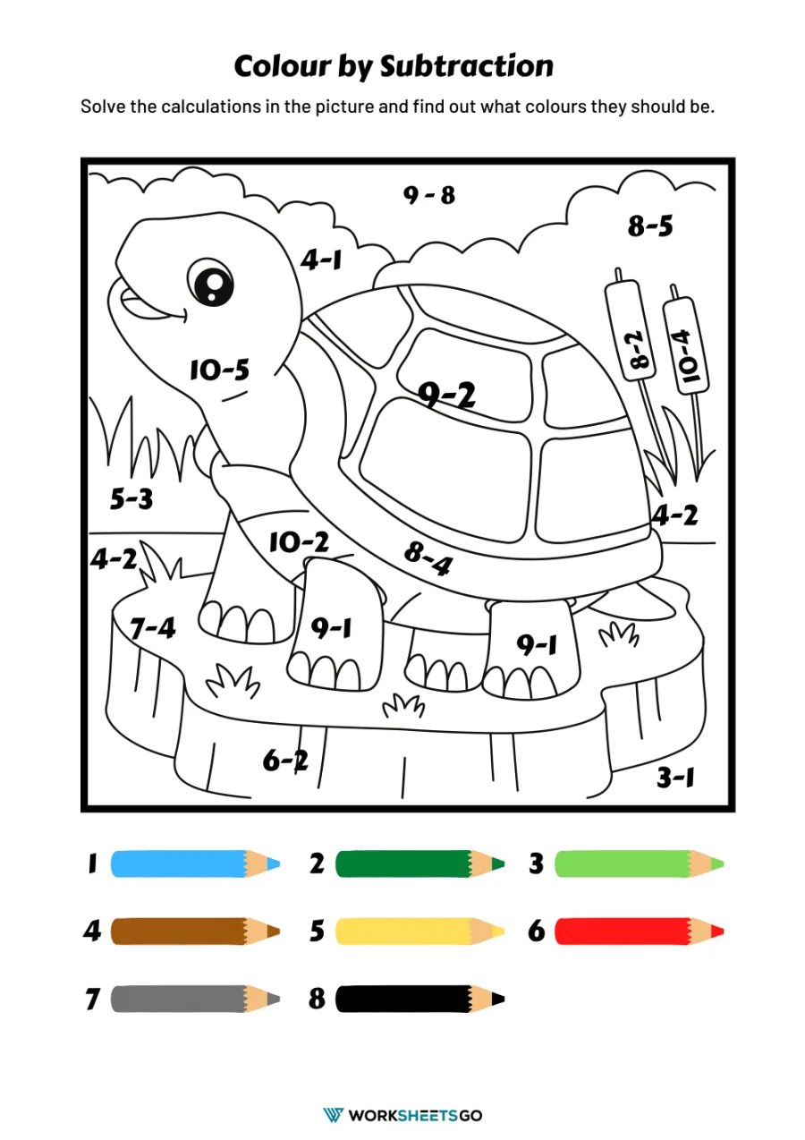 Color by Subtraction Worksheets | WorksheetsGO