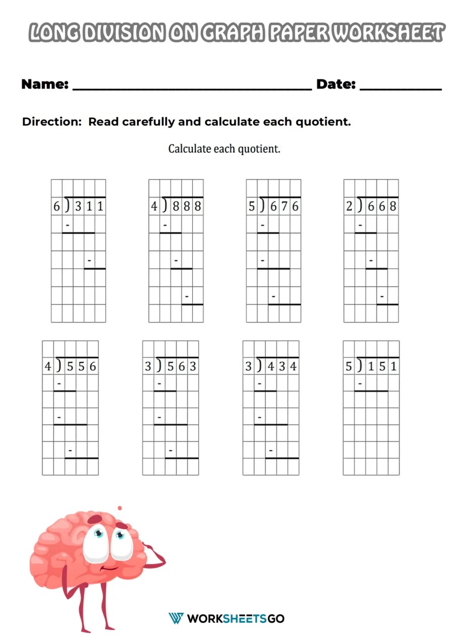 Long Division On Graph Paper Worksheets WorksheetsGO