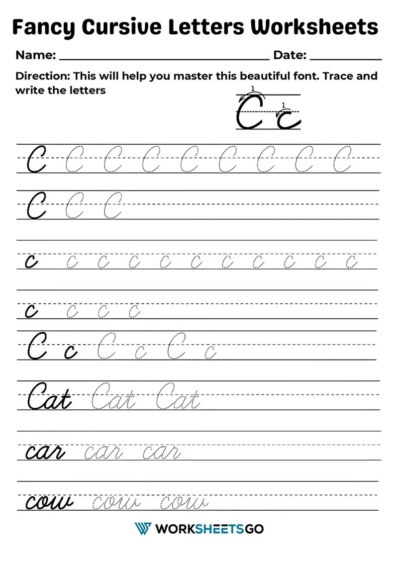 Cursive Capital Letters Worksheets | WorksheetsGO
