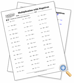 Multiplying Positive Negative Numbers Worksheets