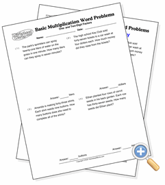 One- And Two-Digit Factors Basic Multiplication Word Problems - Worksheetworks.com