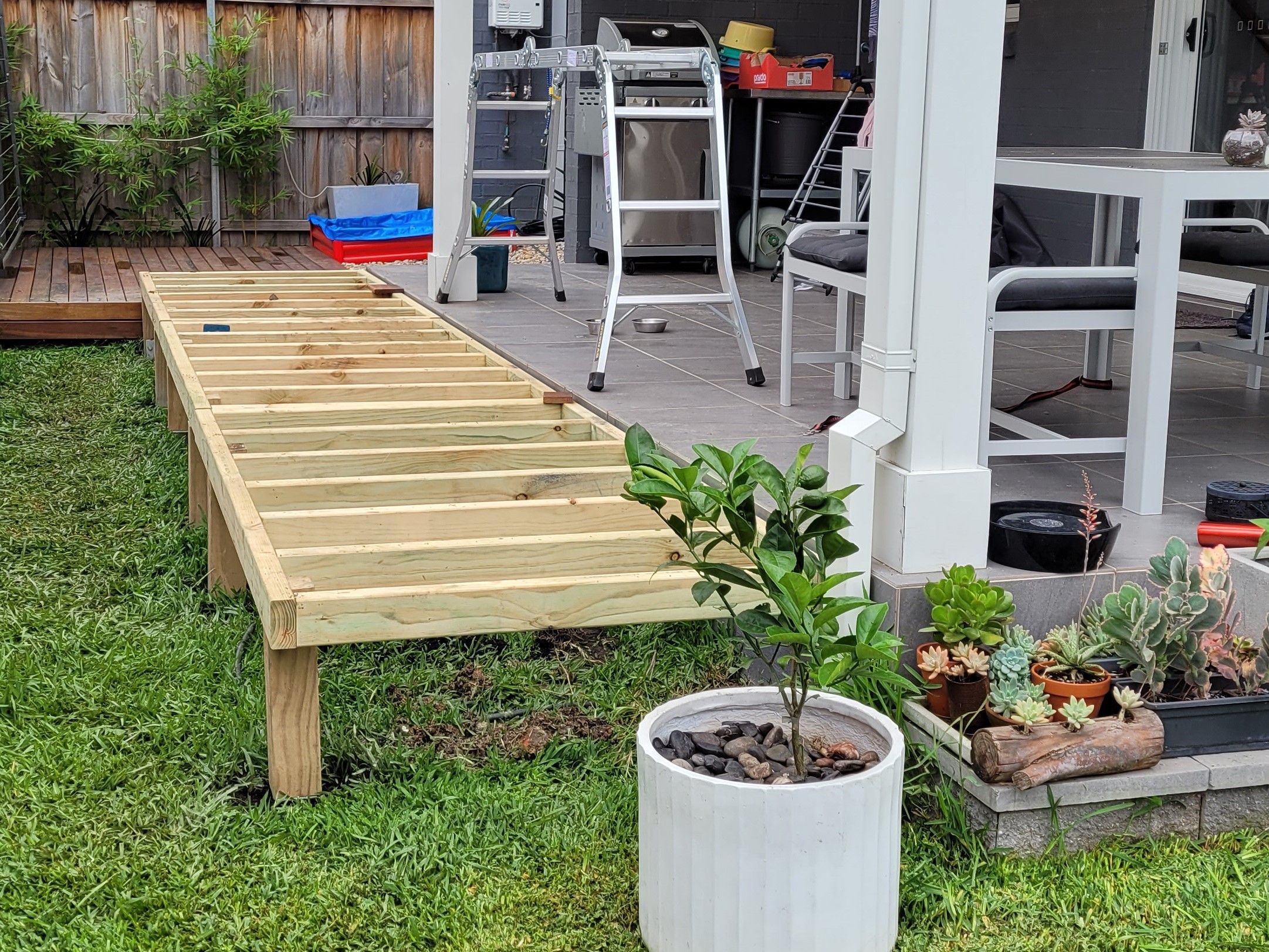 Low level deck as extension to a patio Bunnings community