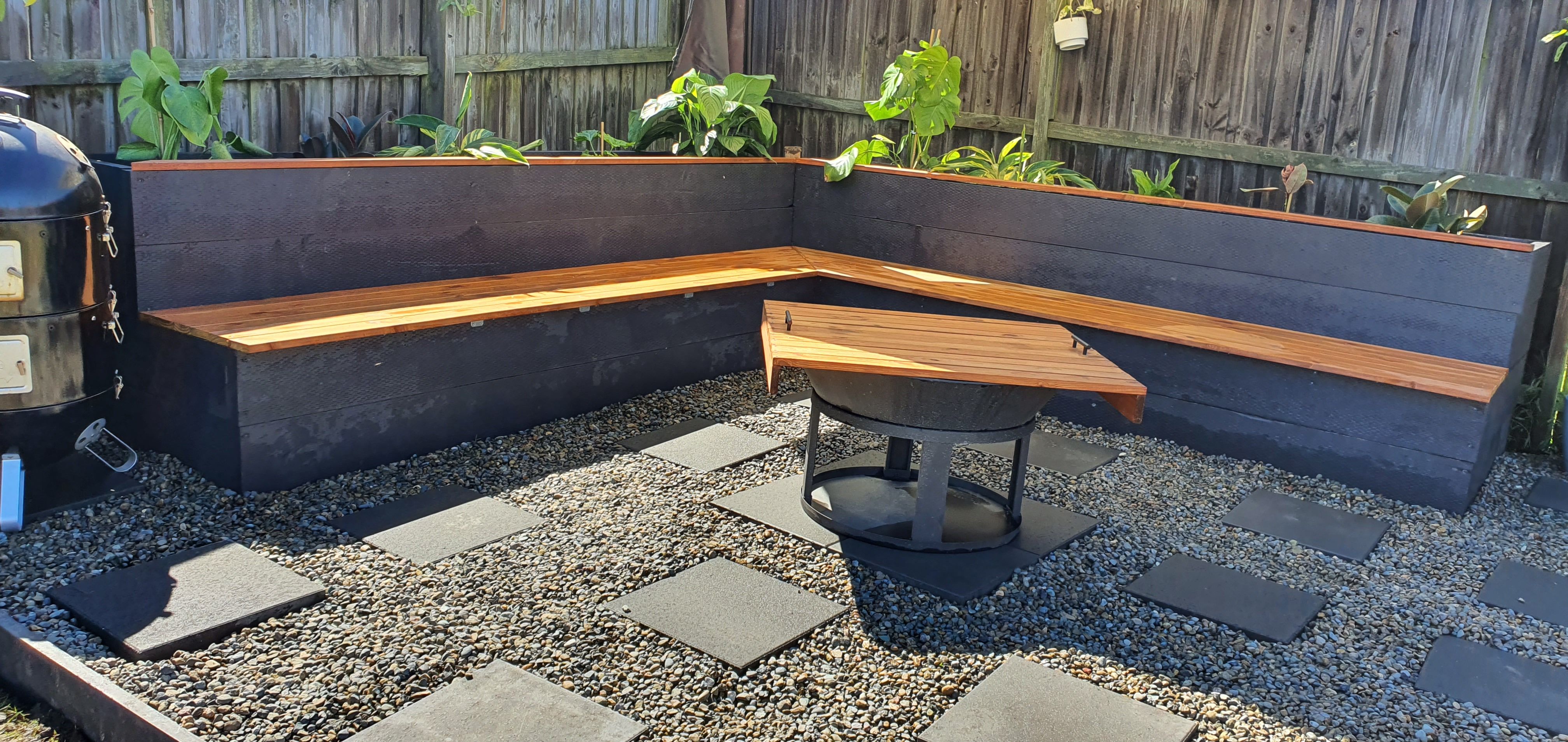 Fire pit entertaining area with seating Bunnings community