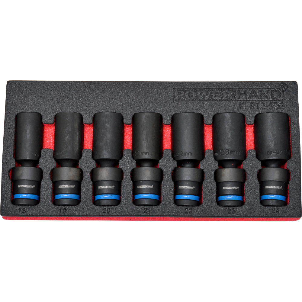 1/2″ Drive Deep Swivel Impact Socket Set 7 Pieces 18 to 24mm Powerhand