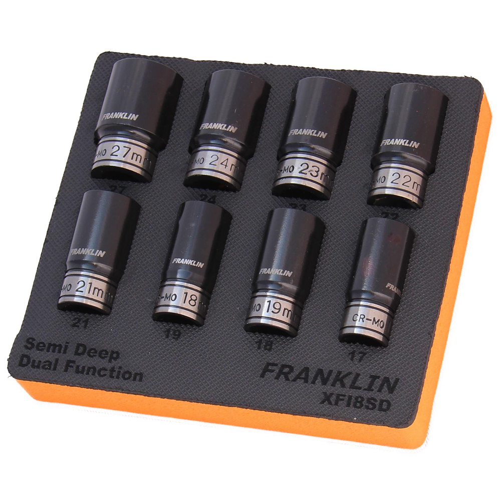 1/2″ Drive Semi Deep Thin Wall Impact Socket Set 6 Pt 1727mm Franklin