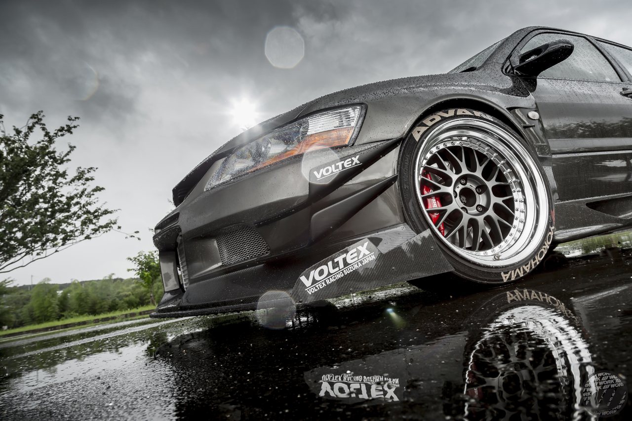 Hara Tire Mitsubishi Lancer Evolution 7 on WORK Meister M1 3P (18″) in