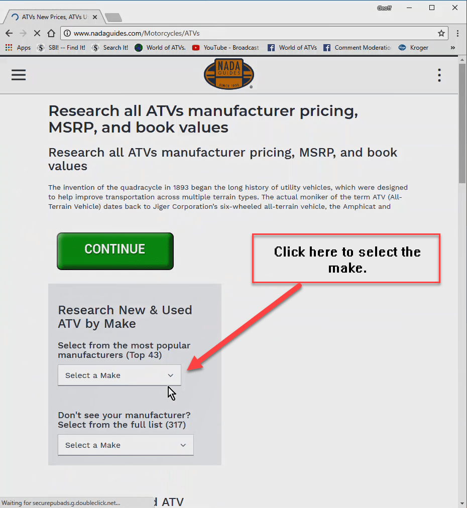 NADA ATV Prices. Step by Step Instructions.