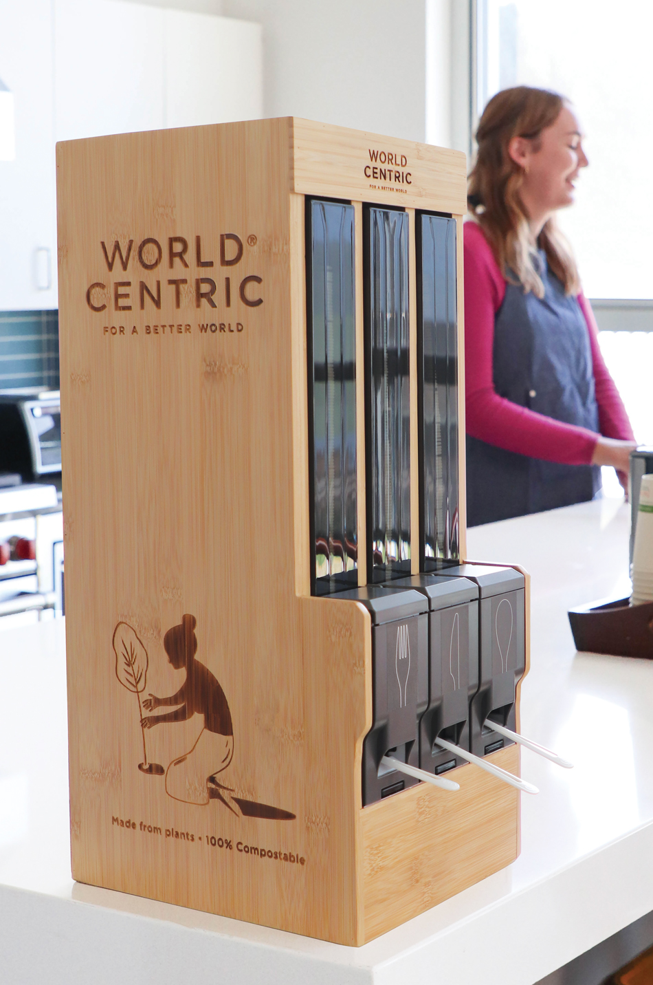 Totally Touchless Cutlery Dispenser World Centric