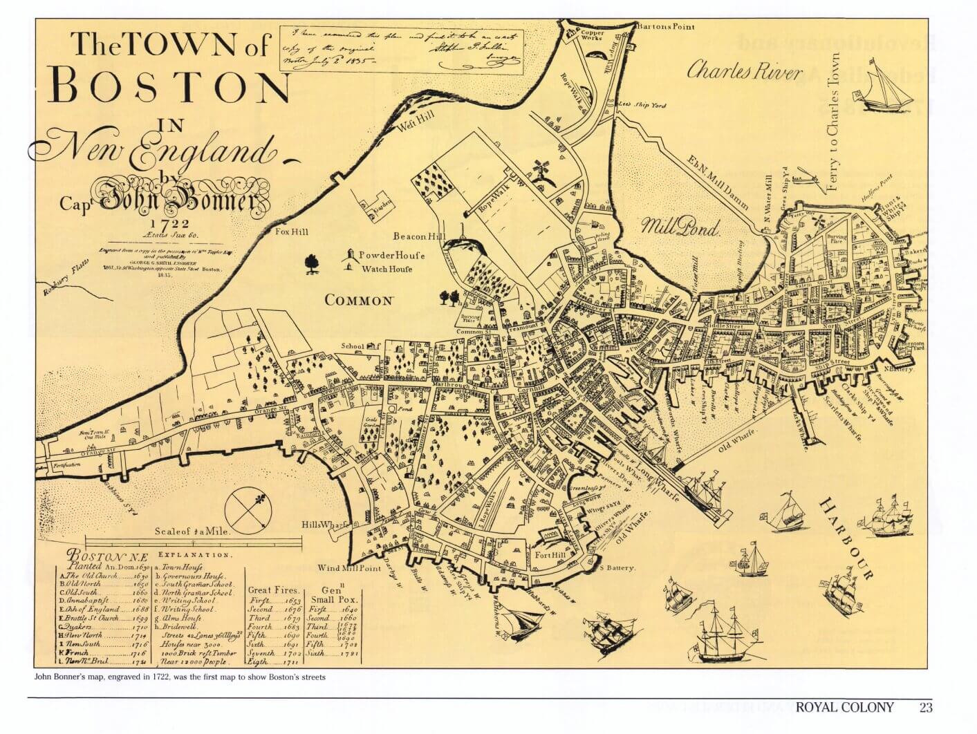 Mapa Bostonu z 1722 roku worldmap.pl