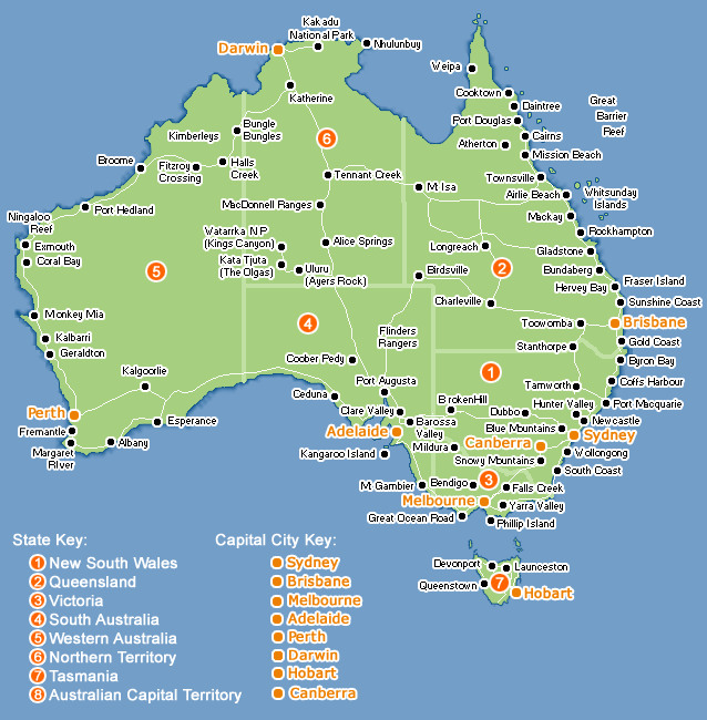 Australia Map Cities Business Australia Map