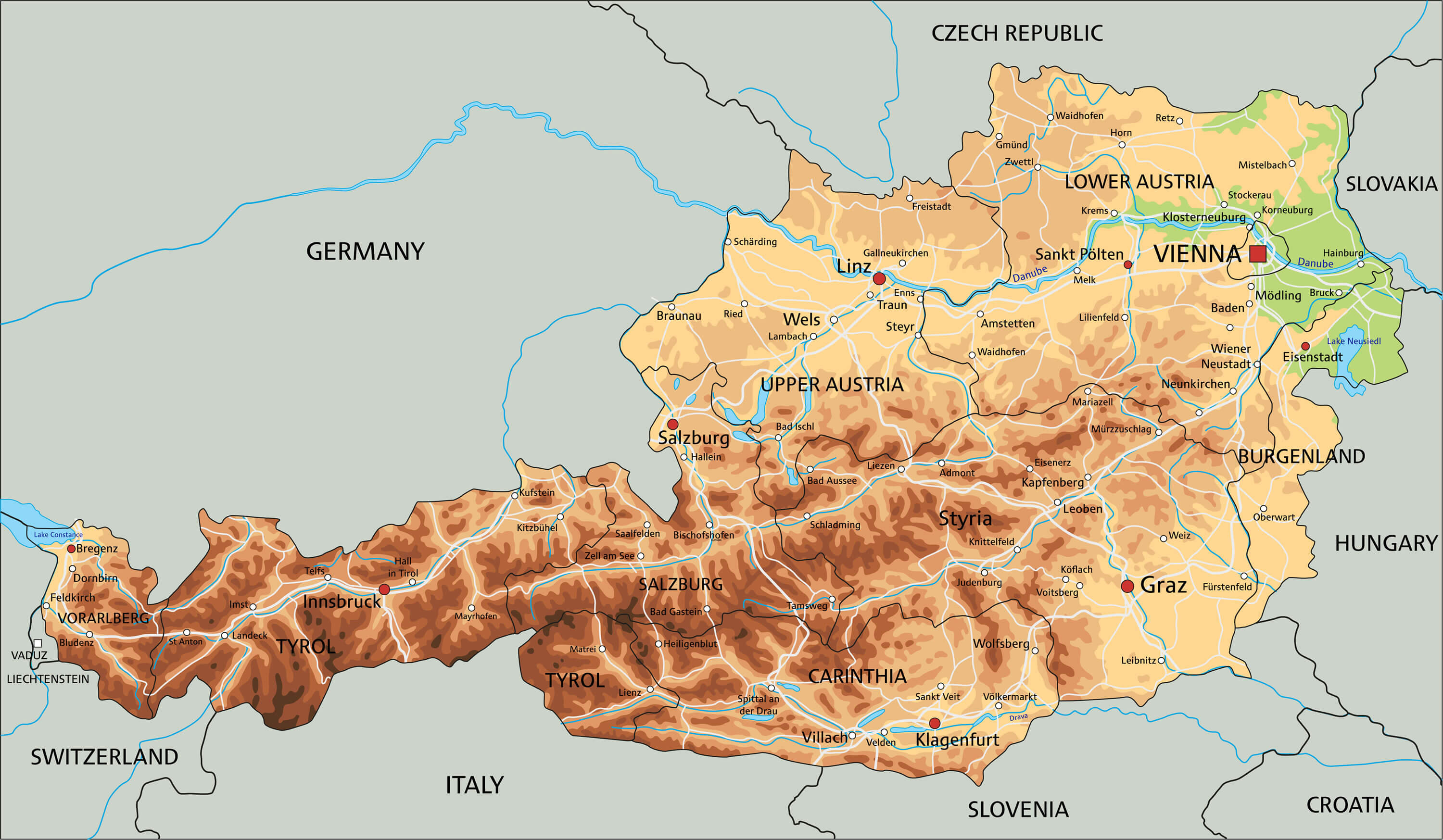 Austria Map Detailed Maps of Republic of Austria