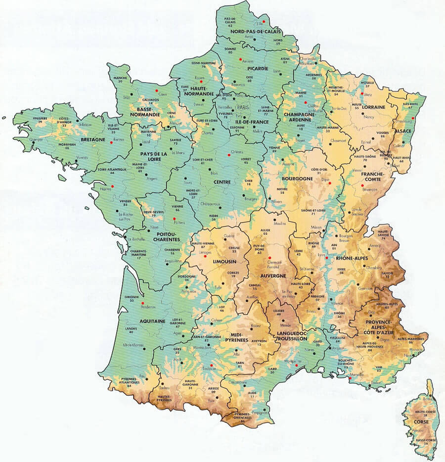 France Major Cities Map