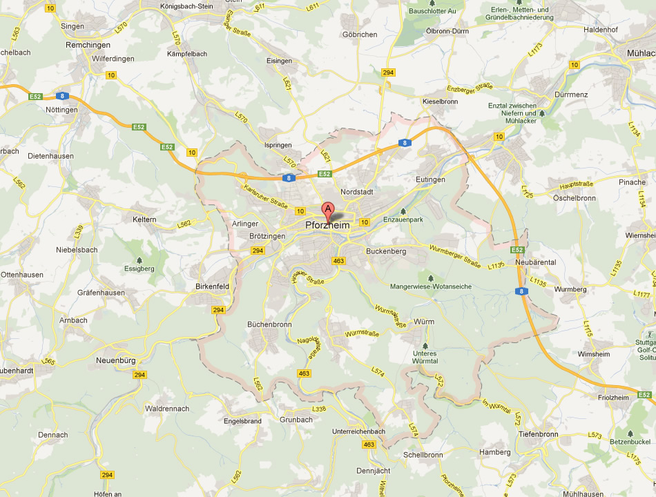 Rodgebiet Pforzheim Karte Pforzheim Map