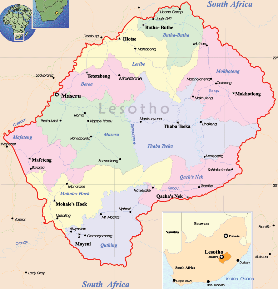 Lesotho location on the World Map