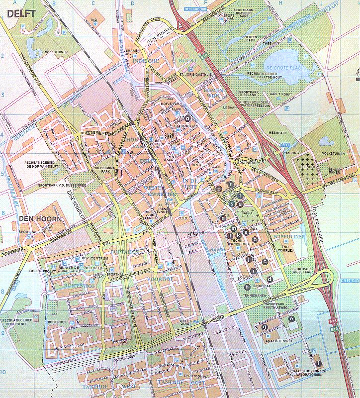 Kaart Centrum Delft De Delft Map