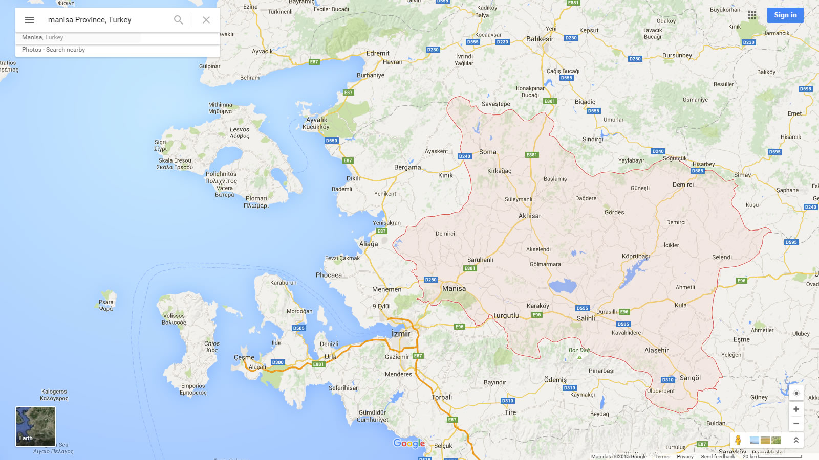 Manisa Türkei Karte Manisa Map