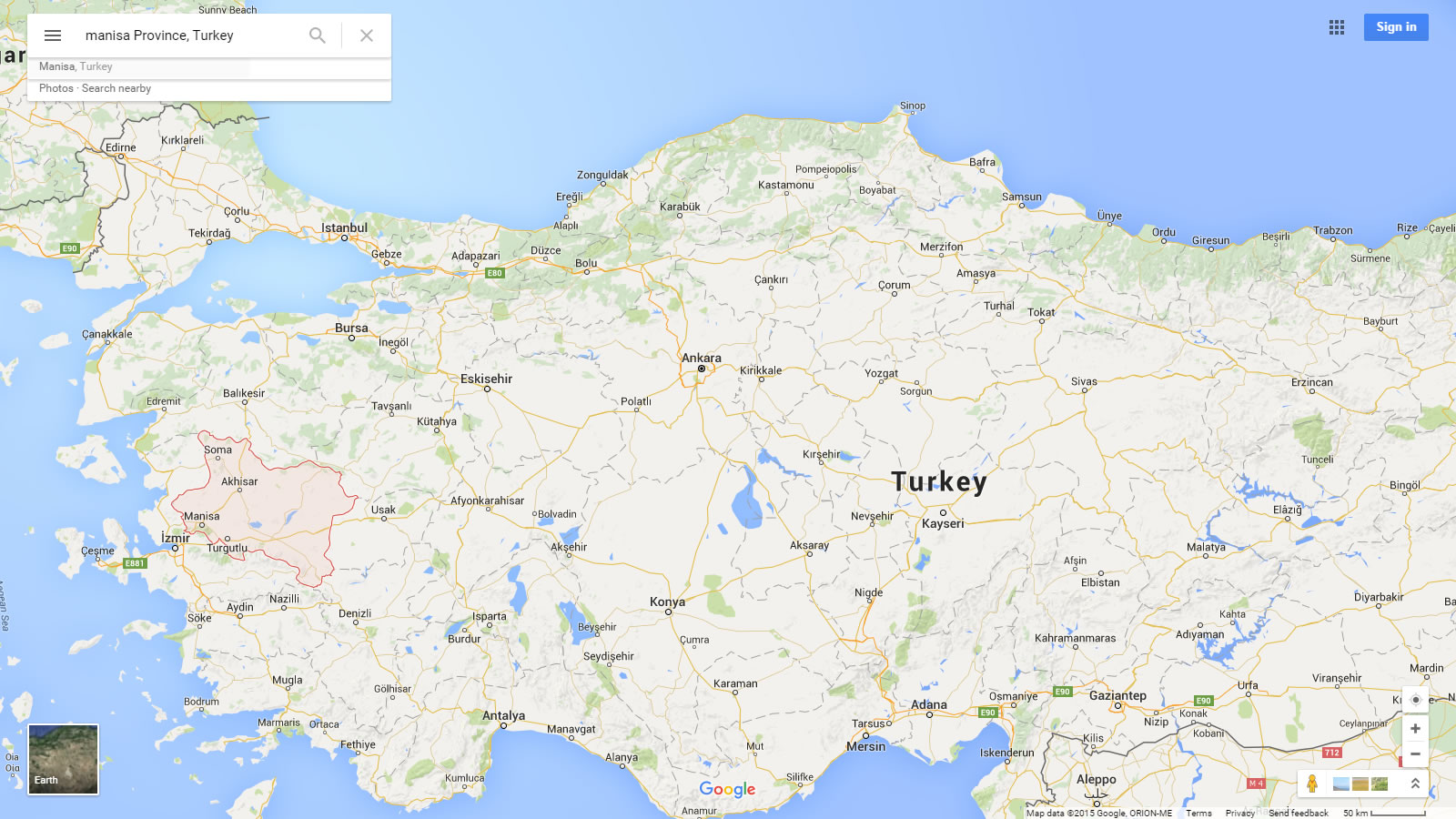 Manisa Türkei Karte Manisa Map