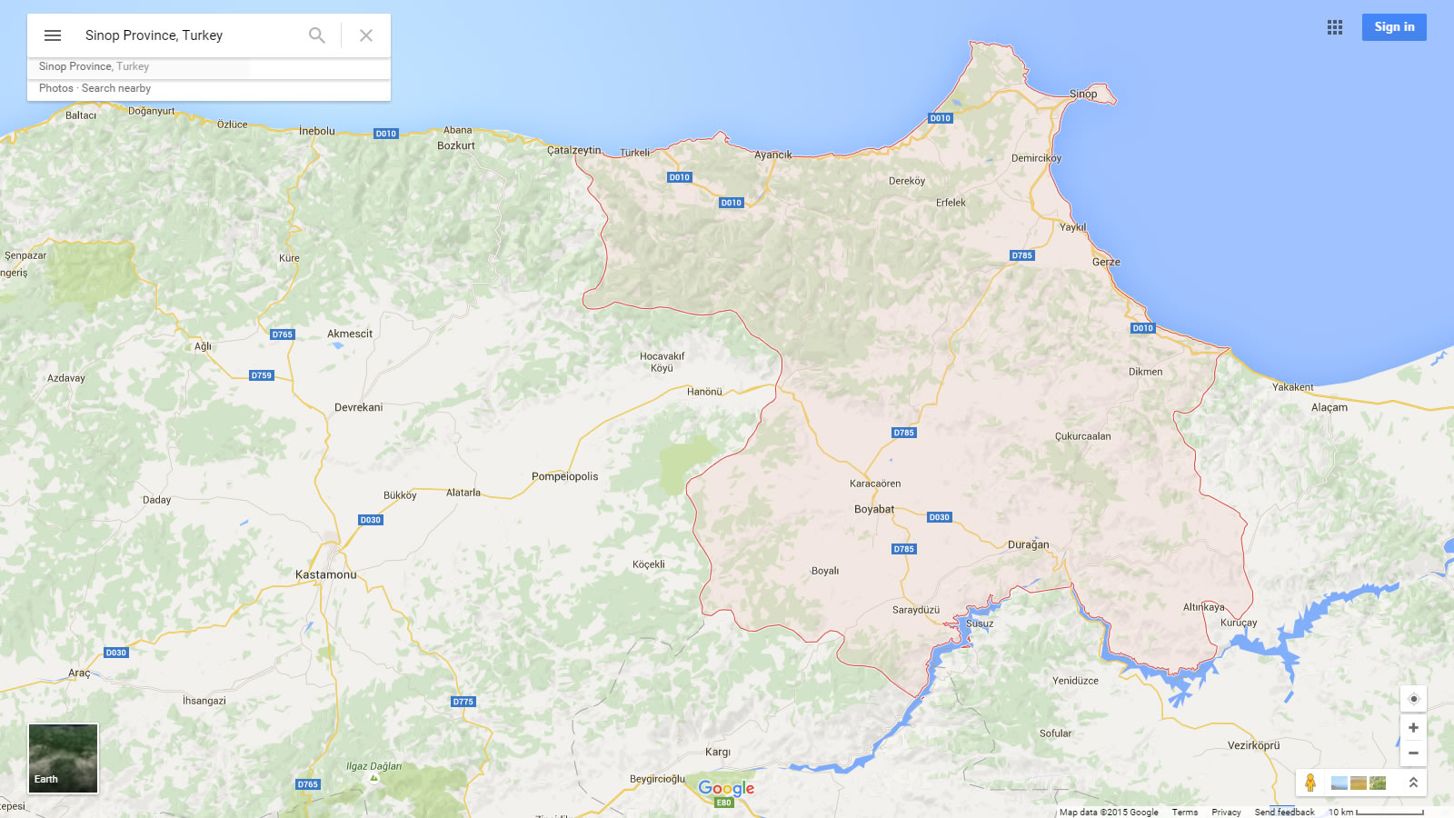 Sinop Map Turkey