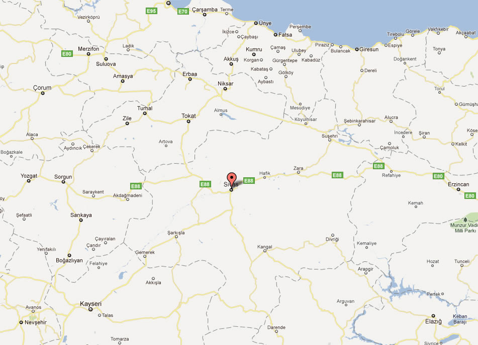 Sivas Türkei Karte Sivas Map Turkey
